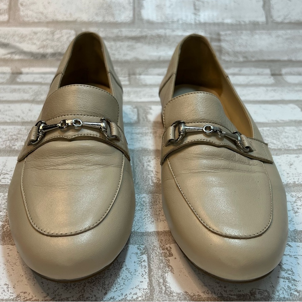 Stefano Bone Leather Heeled Horse Bit Loafers Women’s Shoe Sz. 41 / 10.5 - Picture 2 of 8